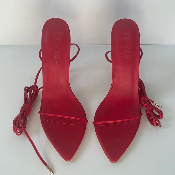 Femme LA Luce Minimale - Rouge Red Leather size 38 - Picture 6 of 6